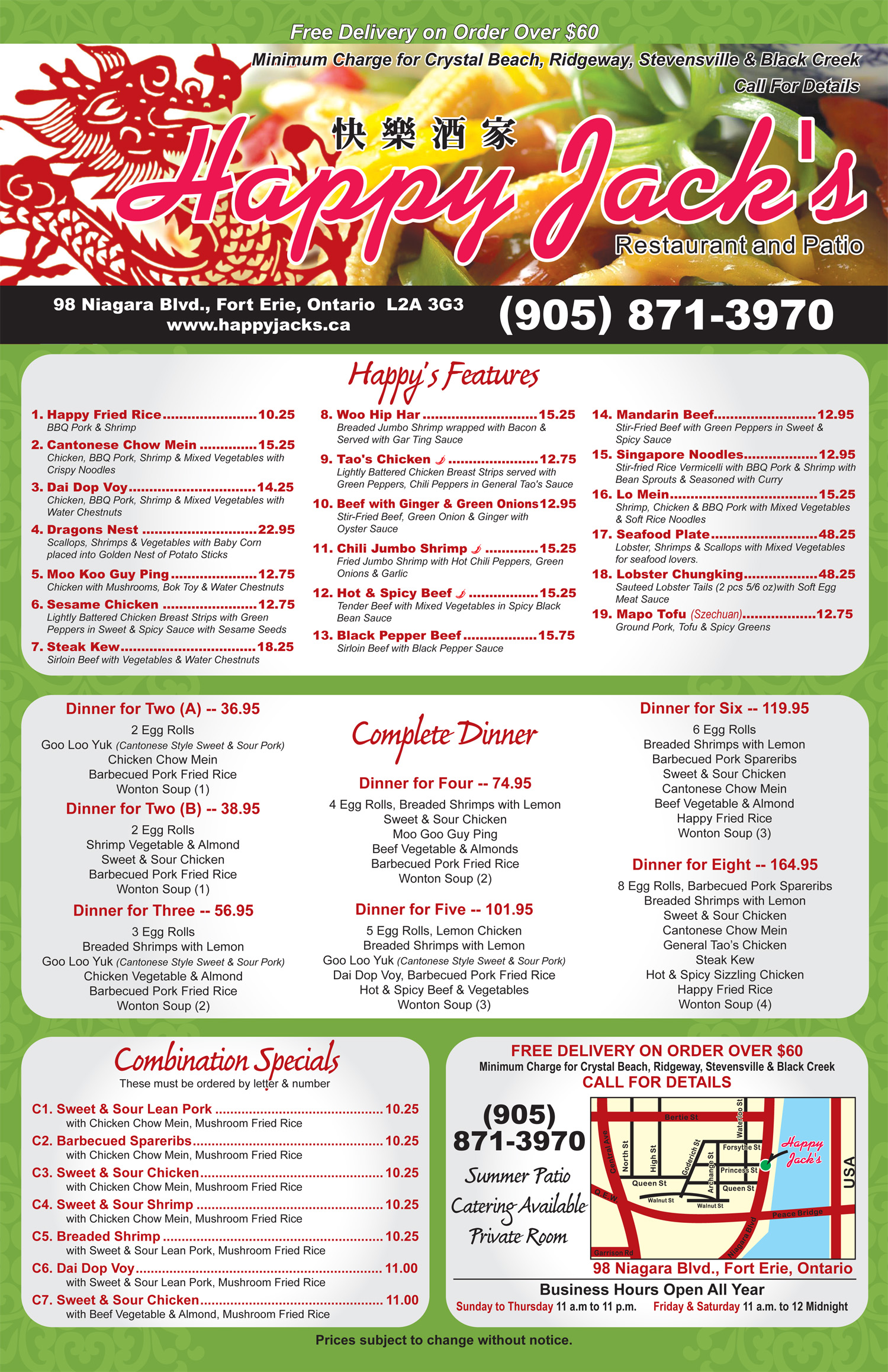 Menu HAPPY JACK'S RESTAURANT